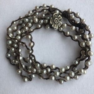 Chan Luu Pearl and Brown Wrap Bracelet